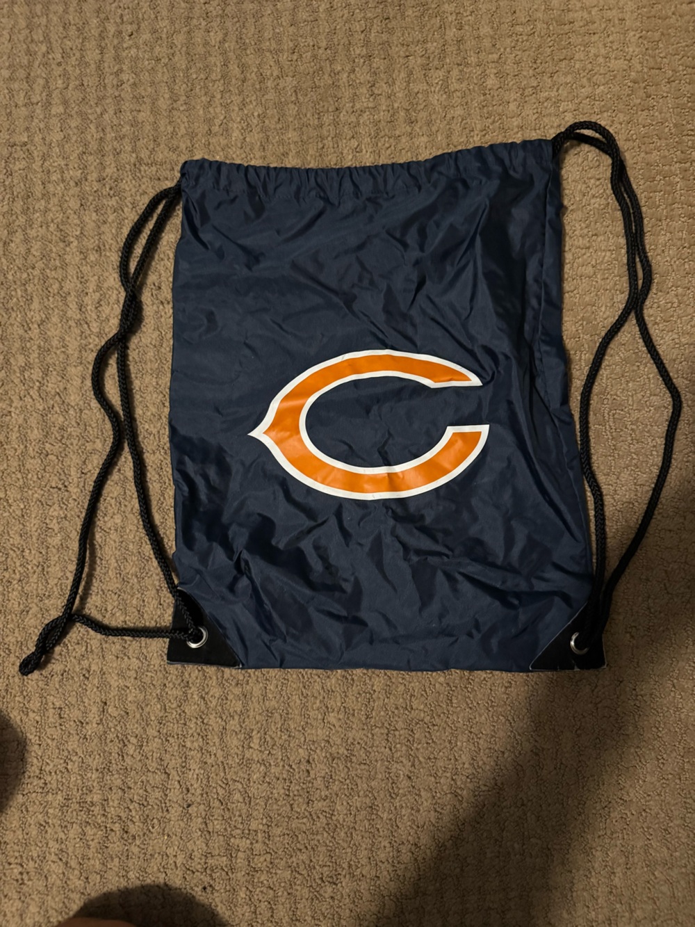 Chicago Bears Navy Drawstring Backpack with Orange Crest